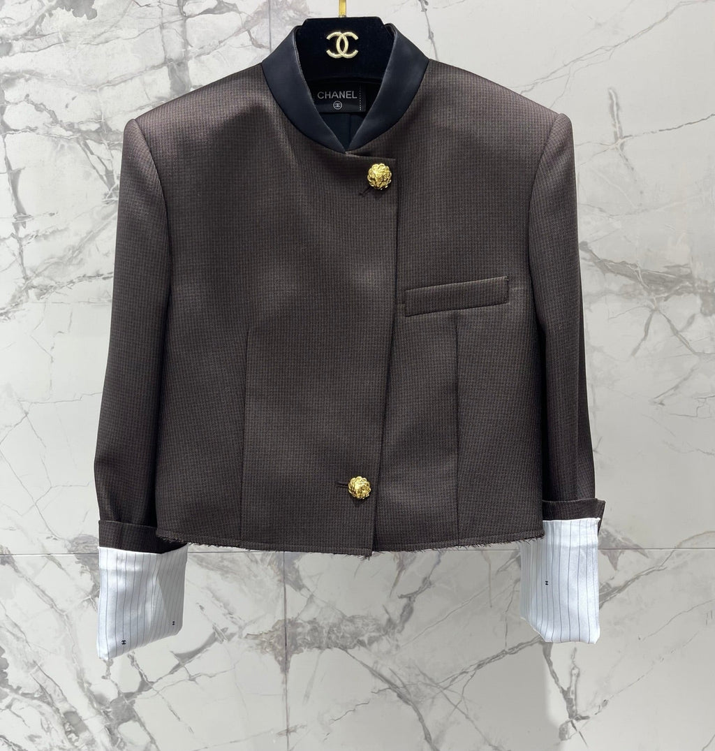 Chanel/Beige Half-Zip Knit Top