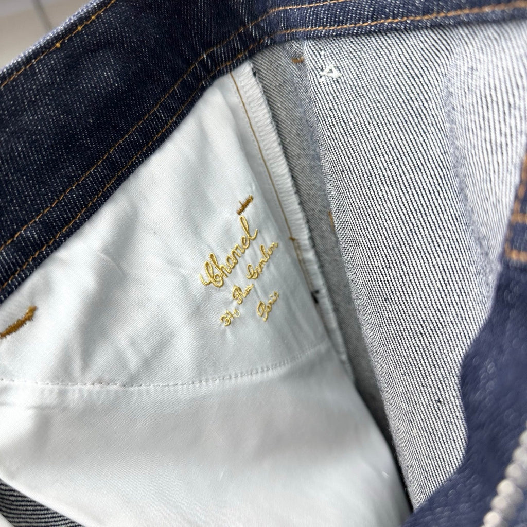 Chanel/Embroidered Straight-Leg Denim Trousers