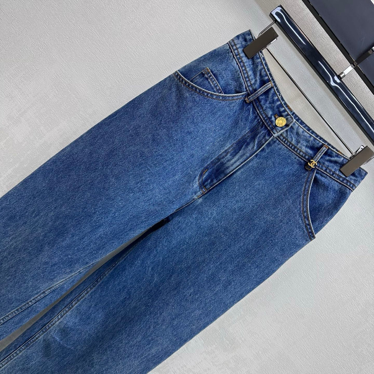 Chanel/Embroidered Straight-Leg Denim Trousers