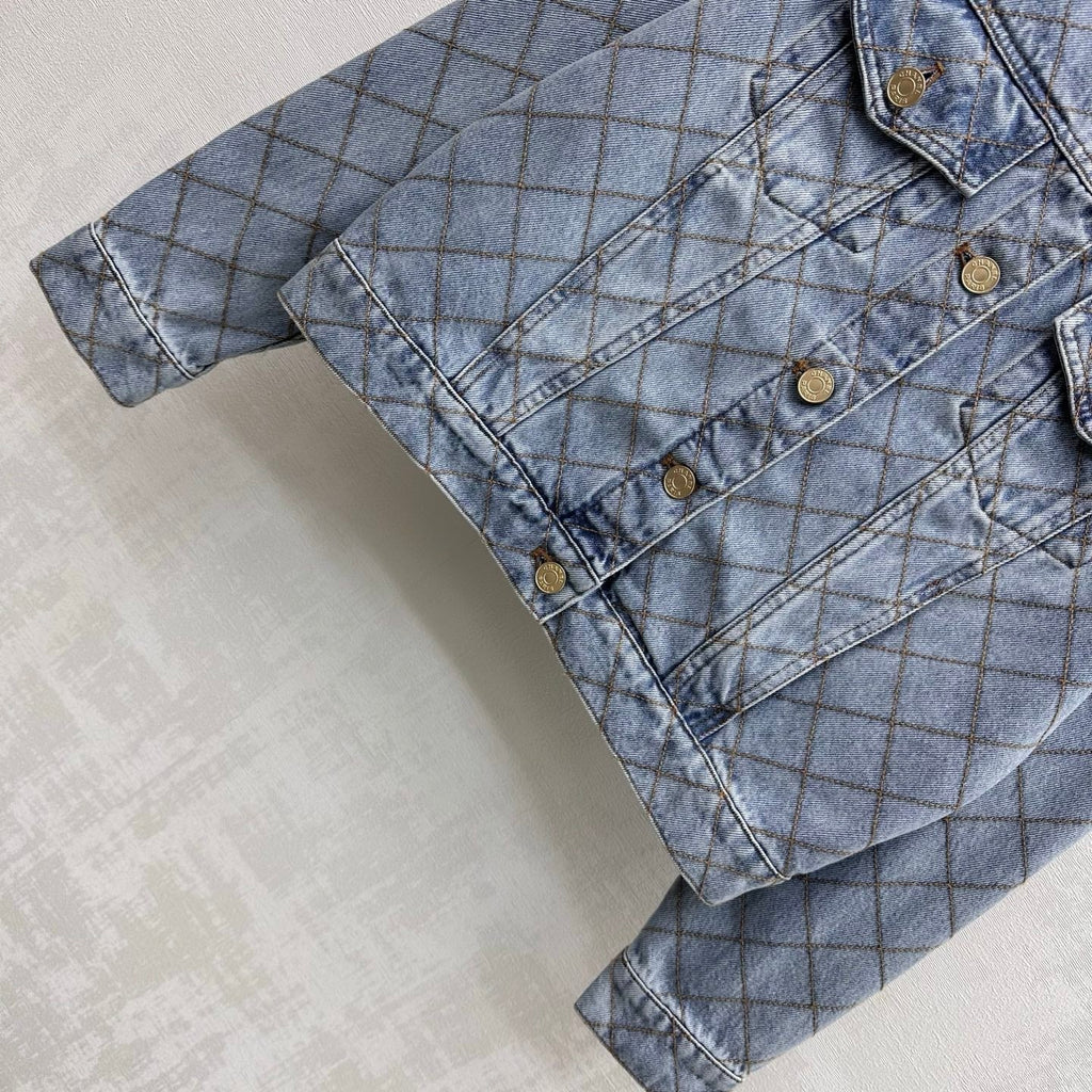Chanel/Quilted Denim Jacket with Chain Detail
