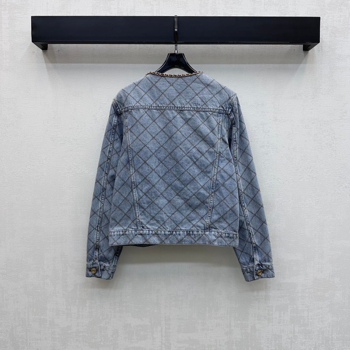 Chanel/Quilted Denim Jacket with Chain Detail