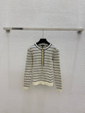 Chanel/Long-sleeve color-block striped knit top