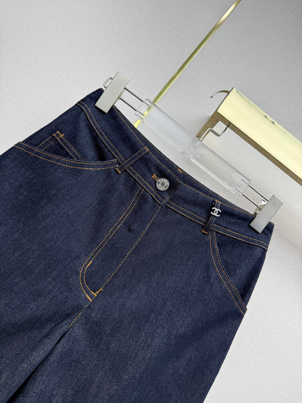 Chanel/Embroidered Straight-Leg Denim Trousers