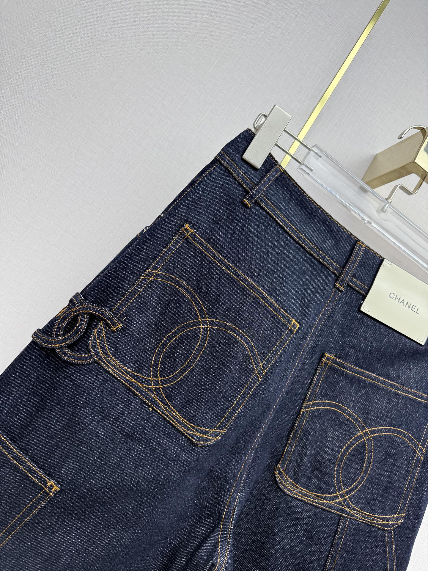 Chanel/Embroidered Straight-Leg Denim Trousers