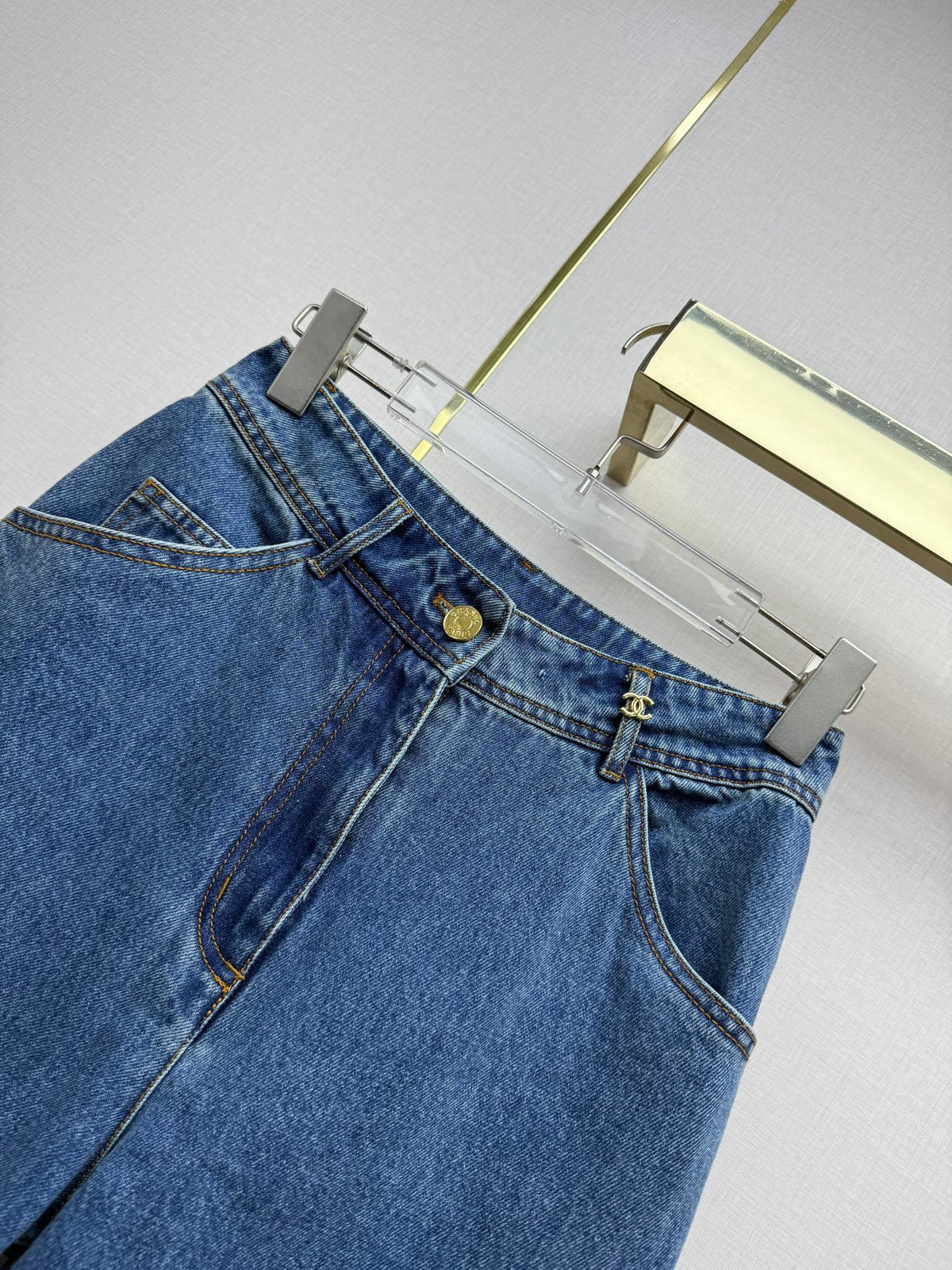 Chanel/Embroidered Straight-Leg Denim Trousers