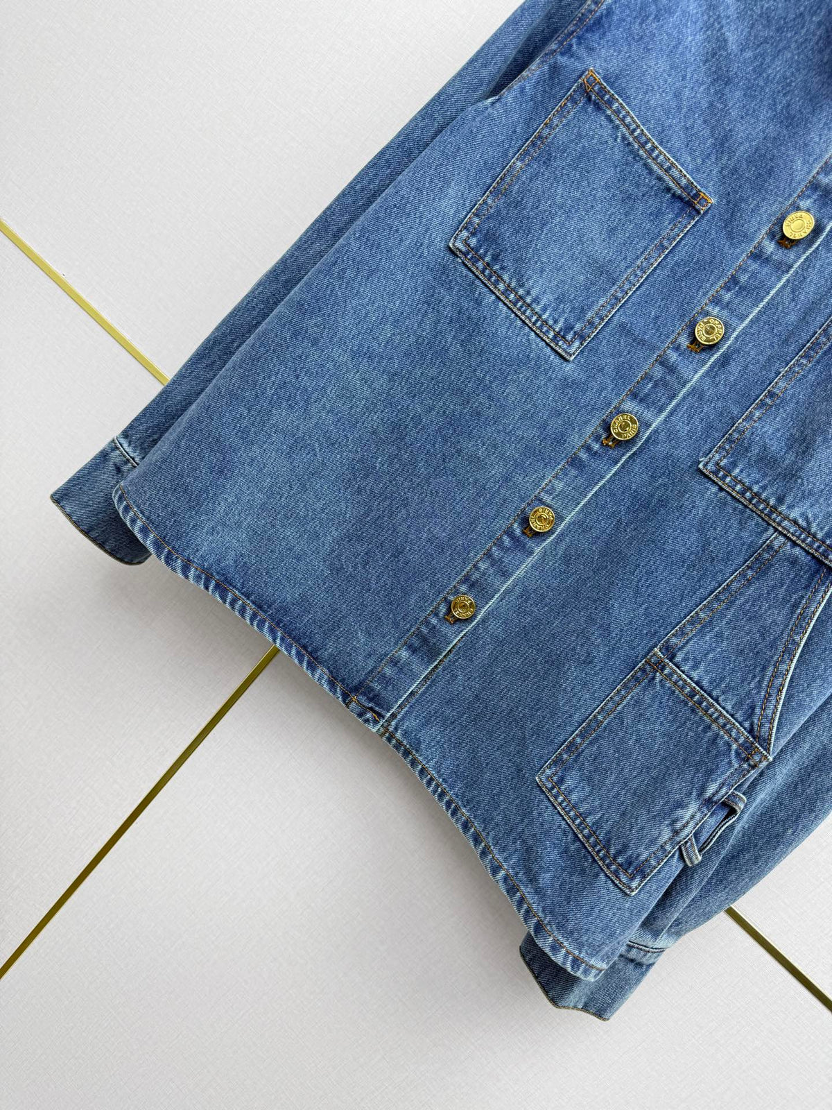 Chanel/Embroidered Straight-Leg Denim Trousers