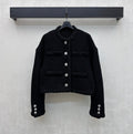 Chanel/Bound-Edge Crew-Neck Tweed Jacket