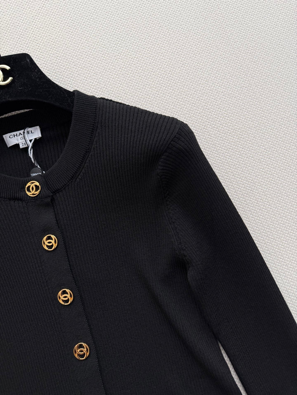 Chanel/Vertical-Ribbed Knit Cardigan