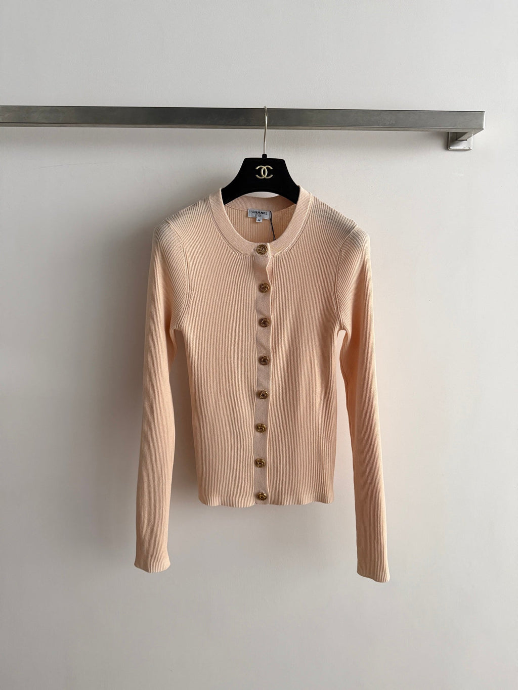 Chanel/Vertical-Ribbed Knit Cardigan