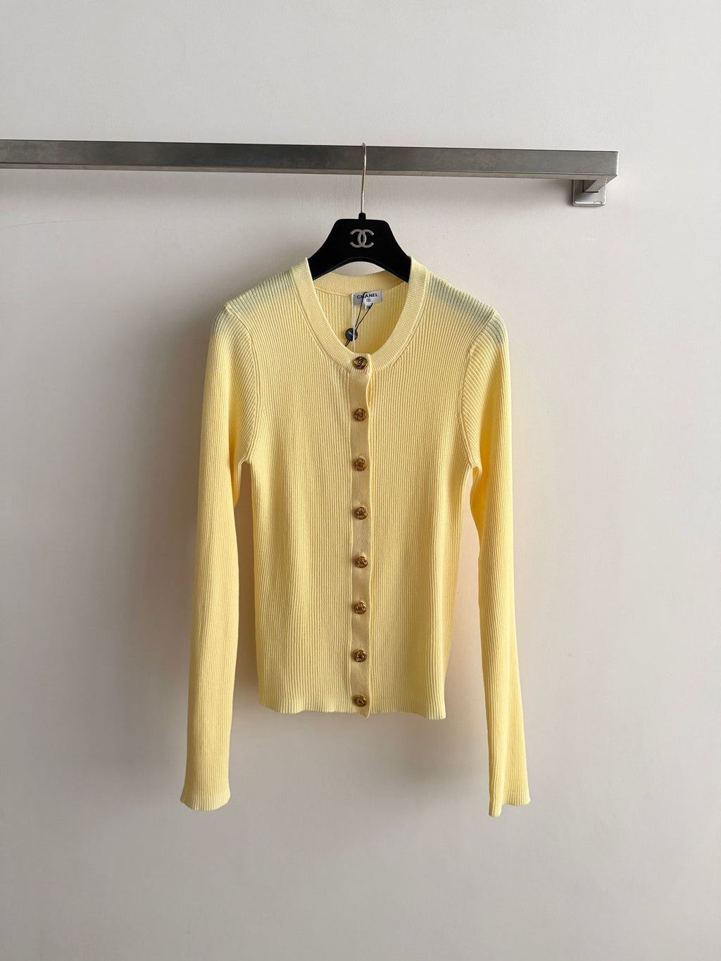 Chanel/Vertical-Ribbed Knit Cardigan