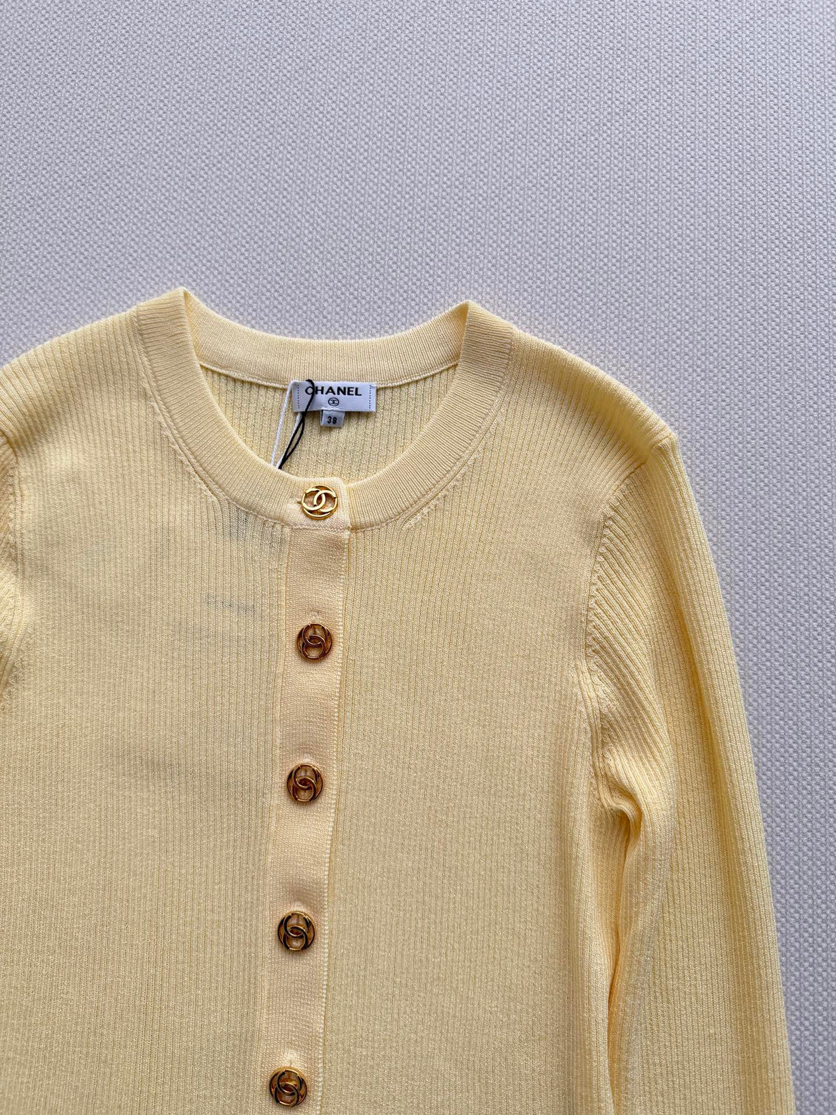 Chanel/Vertical-Ribbed Knit Cardigan