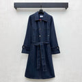 Chanel/Leather-Collared Denim Trench Coat