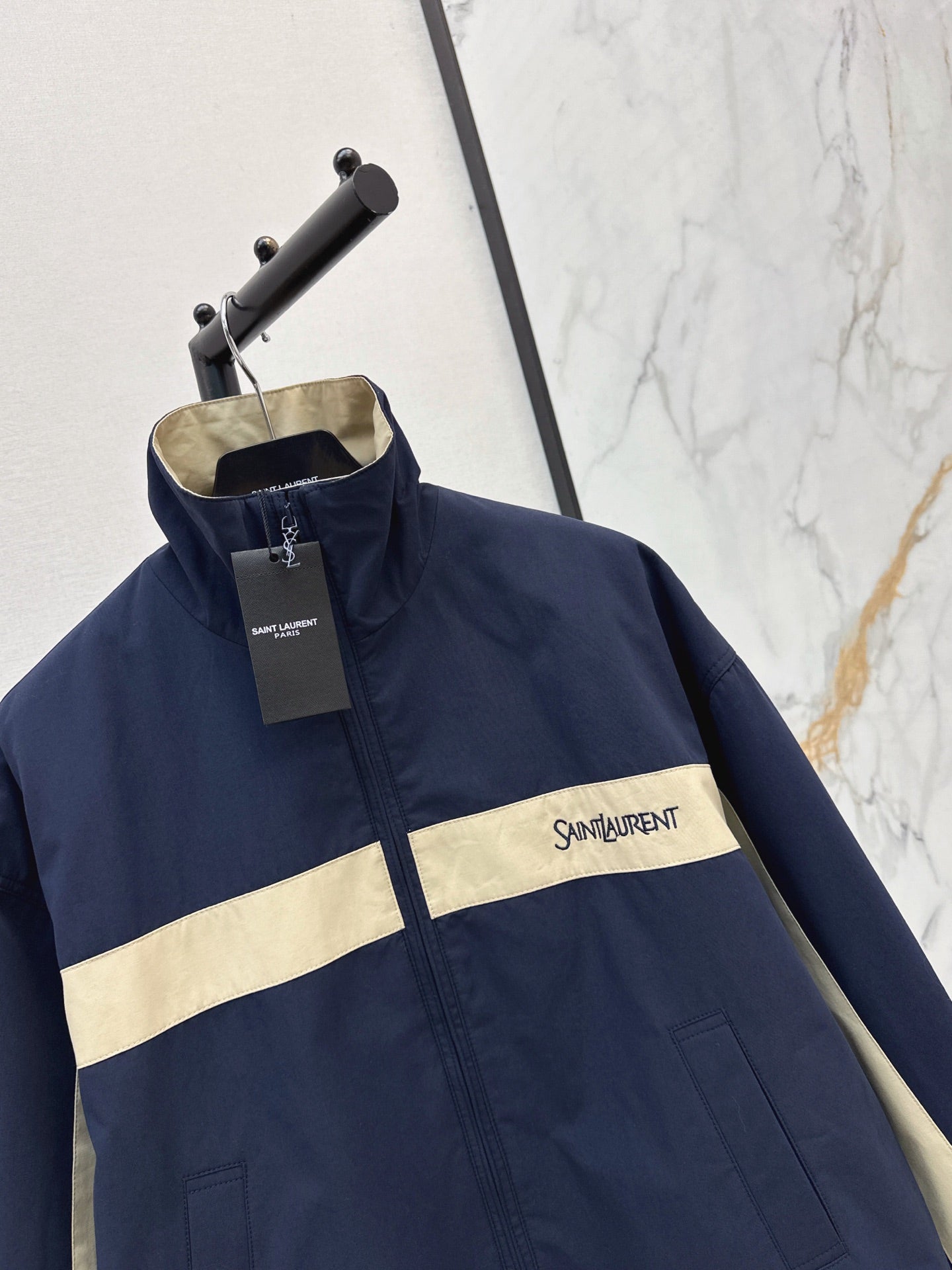 Color-Block Stand-Collar Jacket
