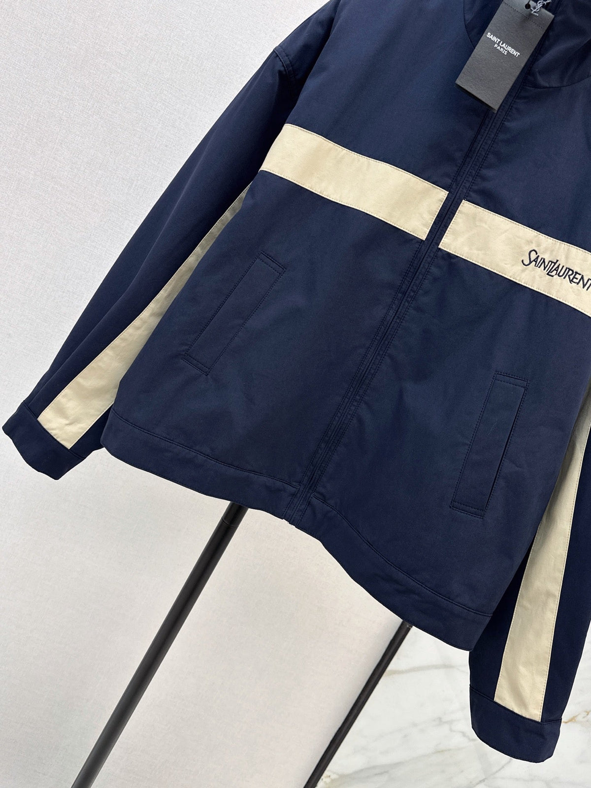 Color-Block Stand-Collar Jacket