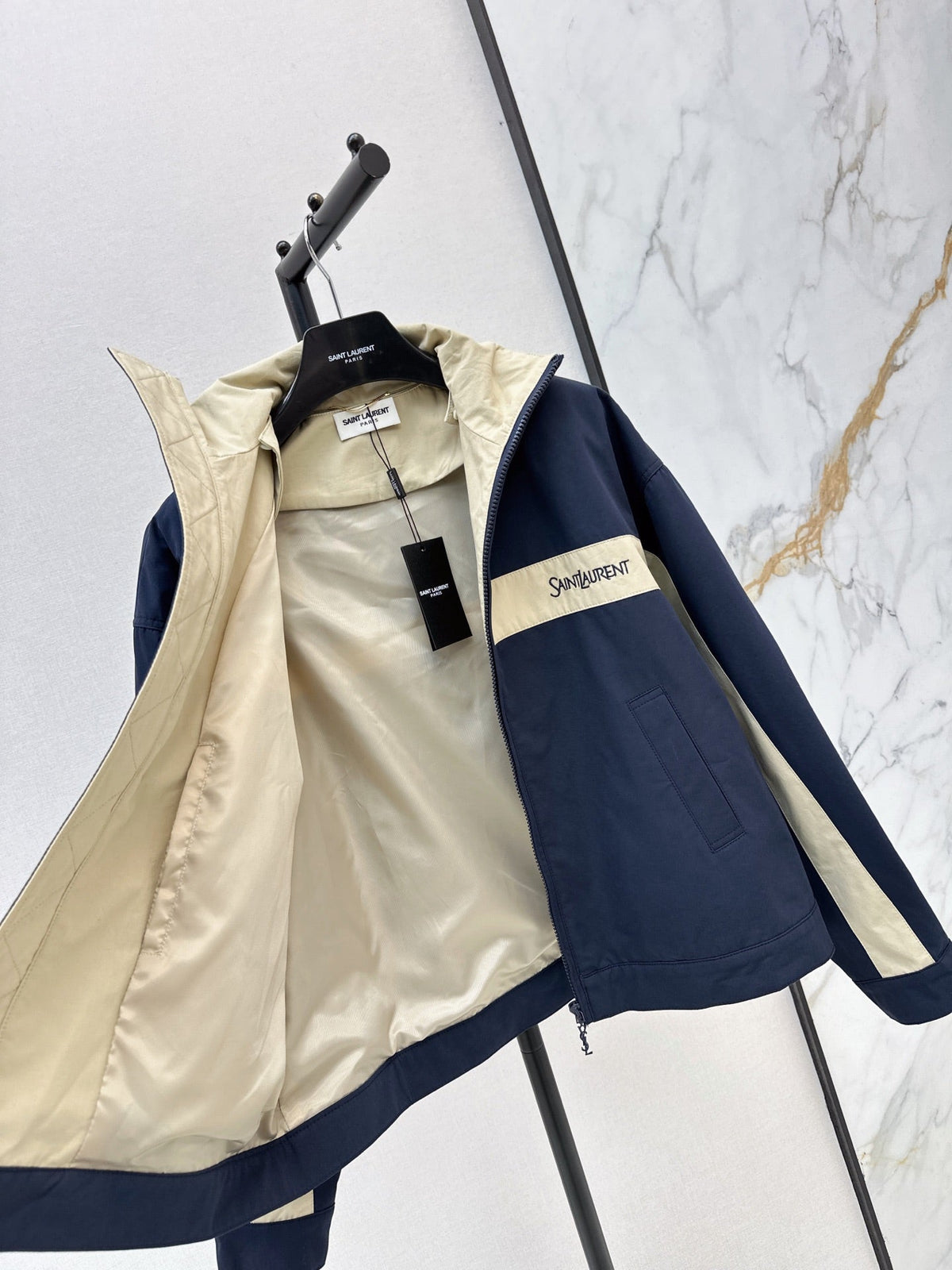 Color-Block Stand-Collar Jacket