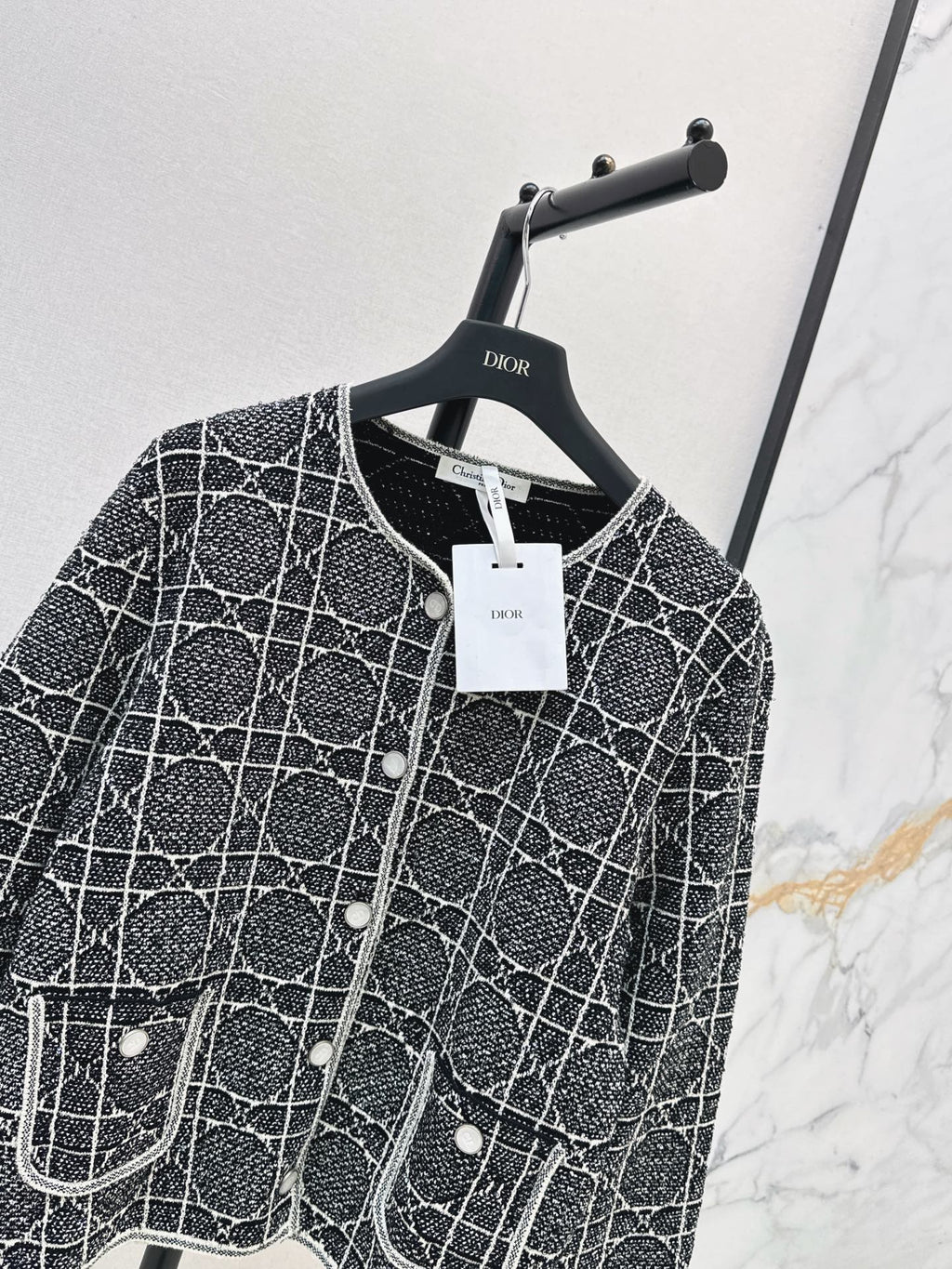 Cannage-pattern knit cardigan
