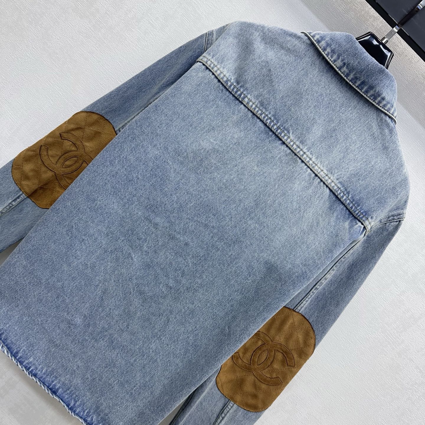 Denim Shirt with Quilted Elbow Patches