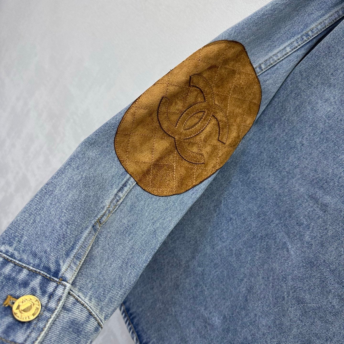 Denim Shirt with Quilted Elbow Patches