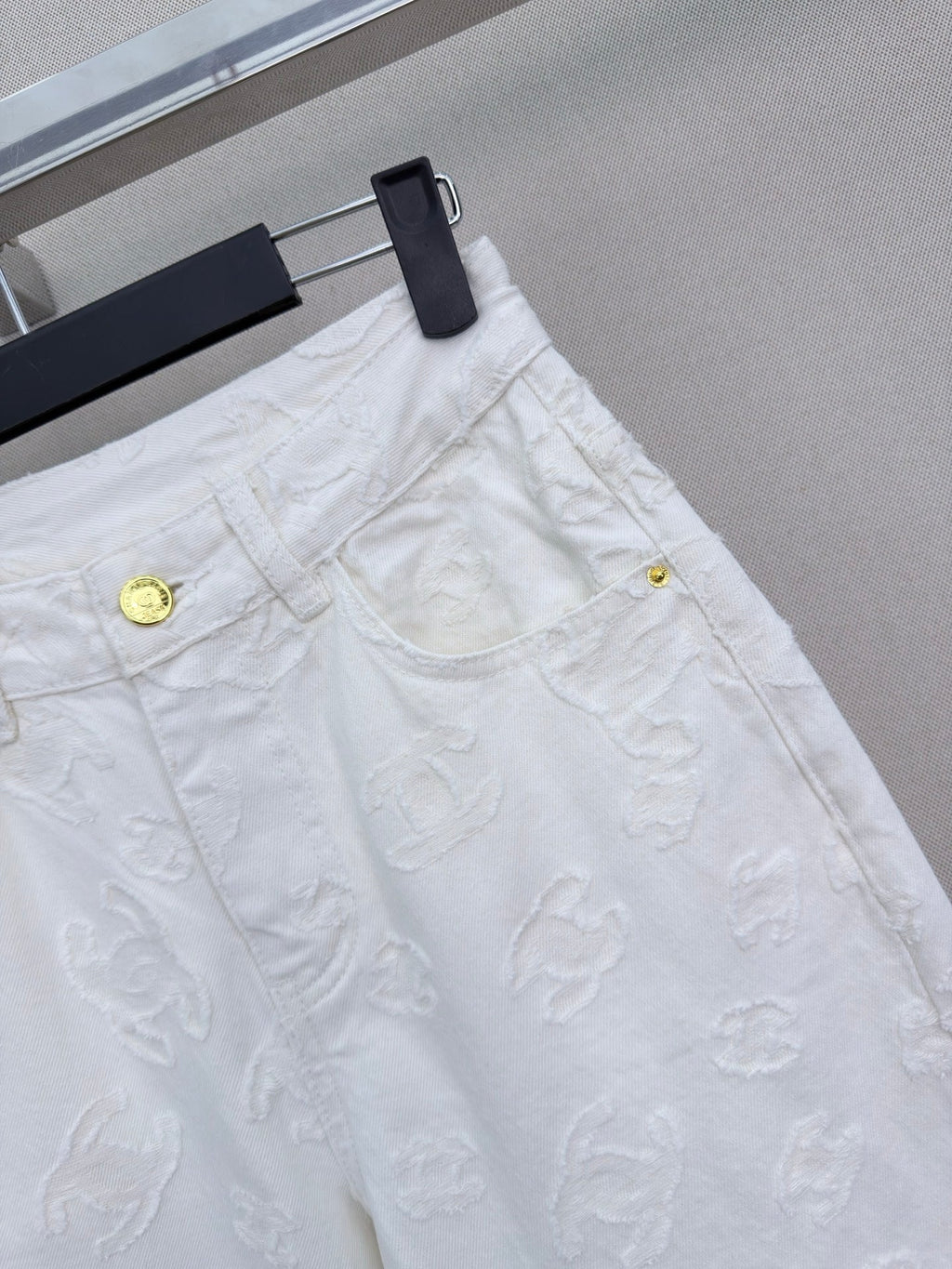 Jacquard wide-leg denim trousers