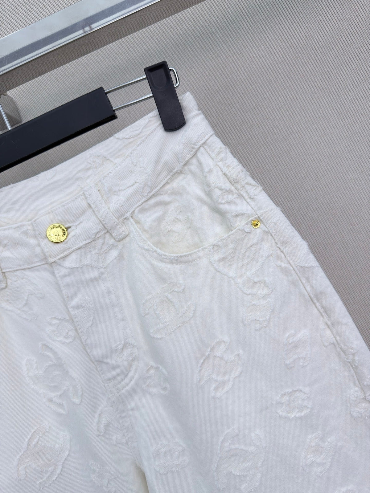 Jacquard wide-leg denim trousers