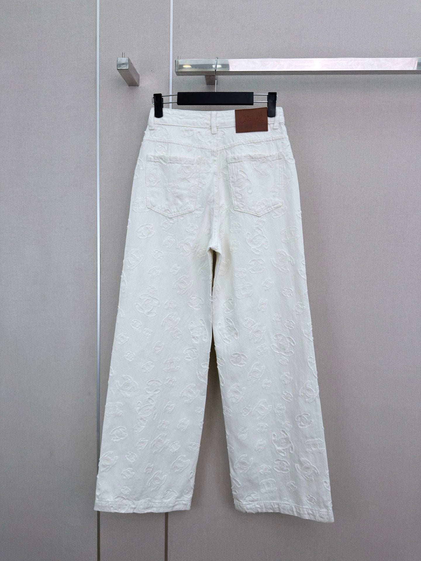 Jacquard wide-leg denim trousers
