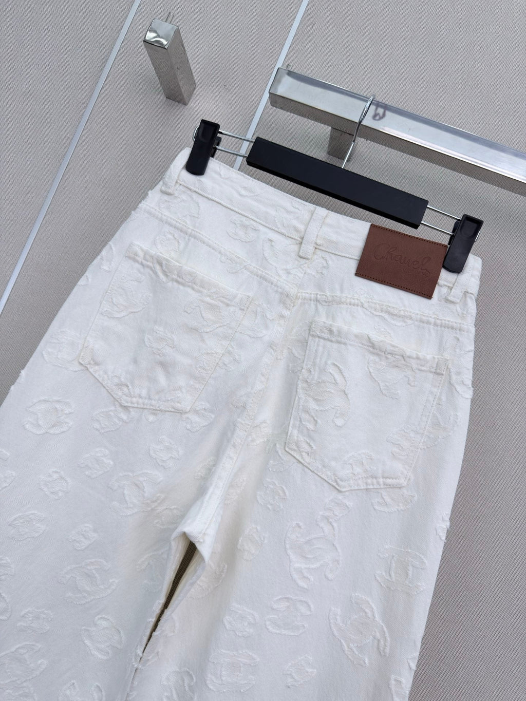 Jacquard wide-leg denim trousers
