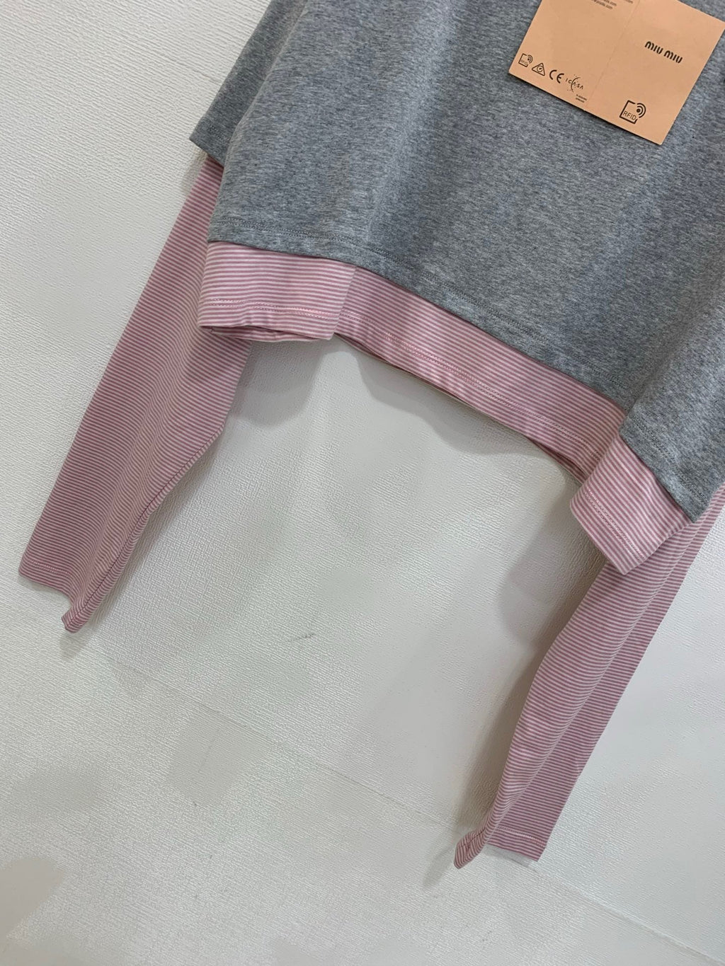 MiuMiu/26 Women's New Two-in-One Style Color-Block Long Sleeve T-Shirt