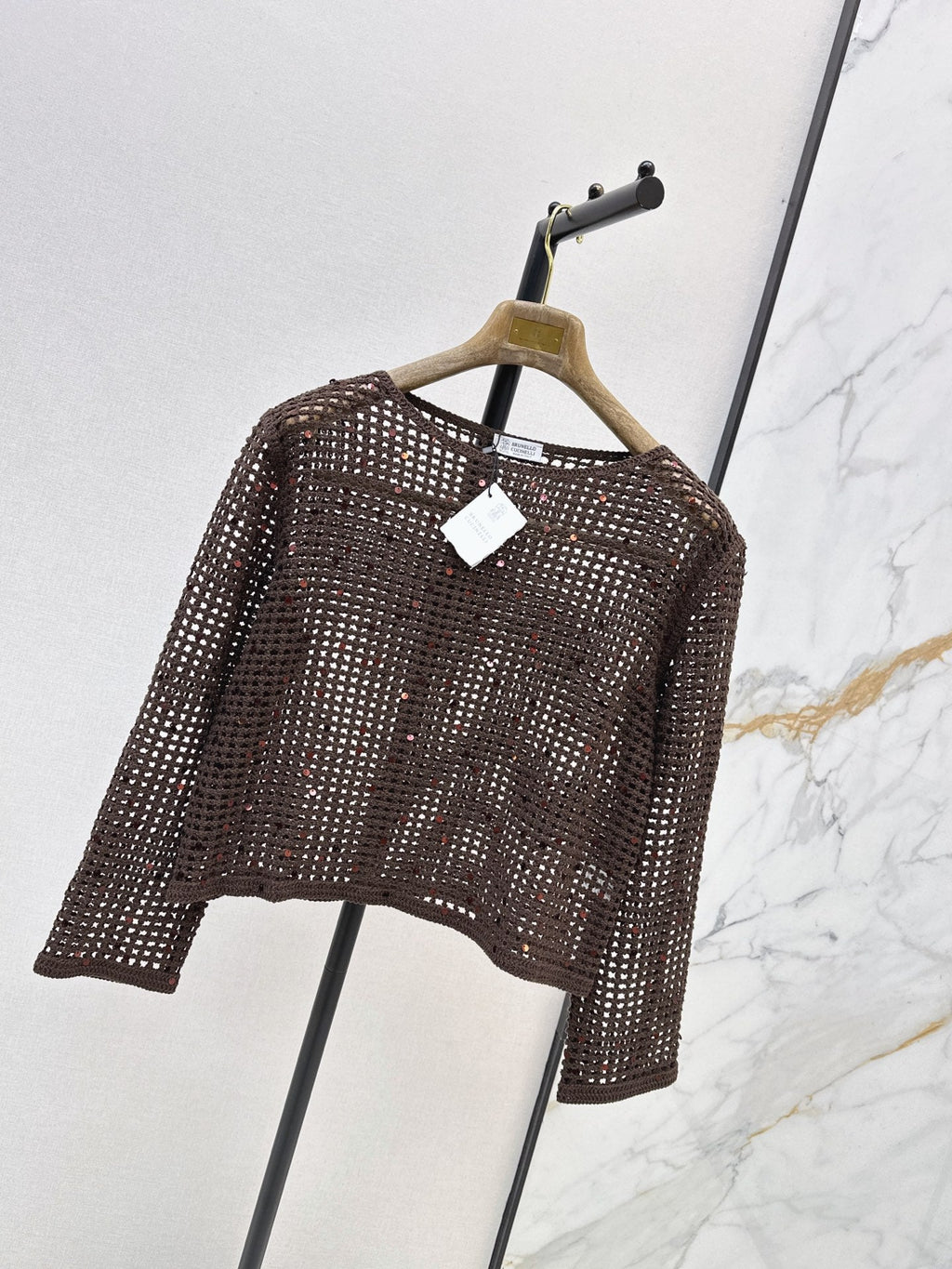 Brunello Cucinelli/ 26 Early Autumn New Hollow-Out Long Sleeve Knit