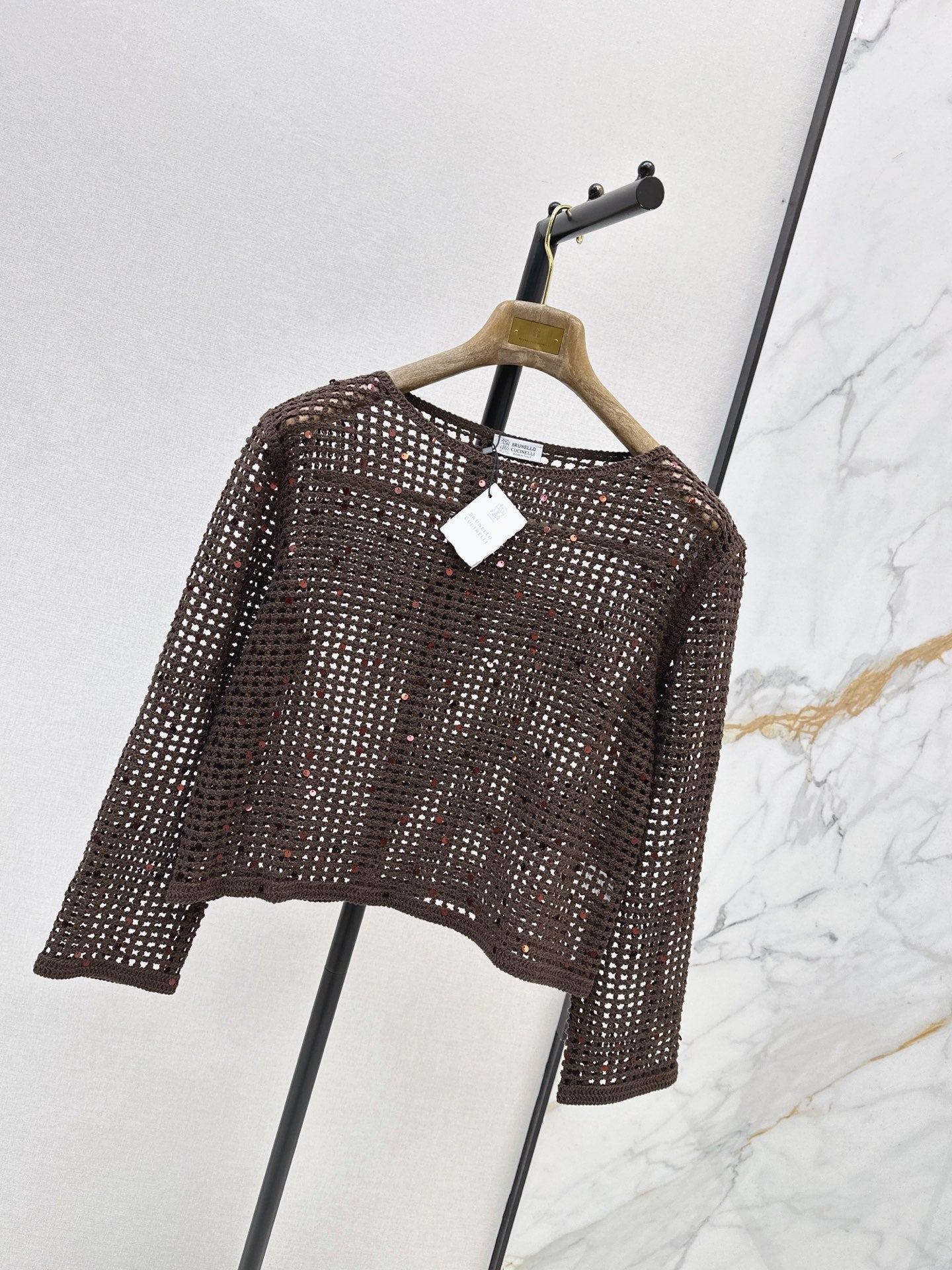 Brunello Cucinelli/ 26 Early Autumn New Hollow-Out Long Sleeve Knit