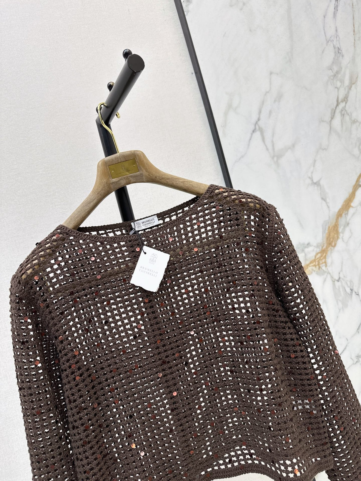 Brunello Cucinelli/ 26 Early Autumn New Hollow-Out Long Sleeve Knit