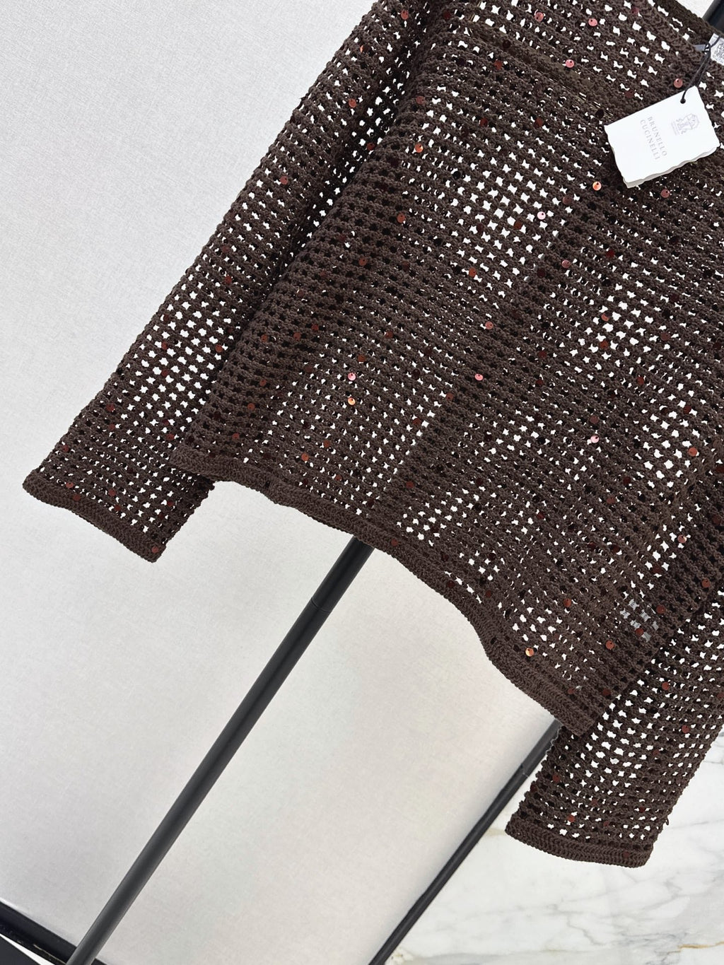 Brunello Cucinelli/ 26 Early Autumn New Hollow-Out Long Sleeve Knit