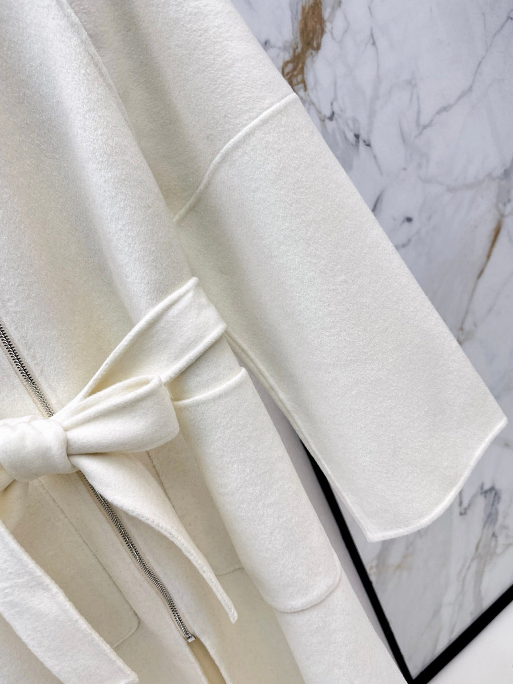 Hermès/26 Early Autumn New Double-Faced Round Neck Long Coat
