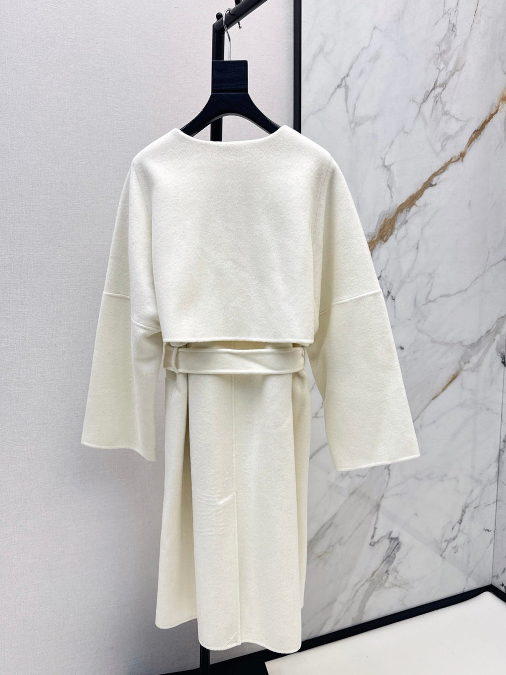 Hermès/26 Early Autumn New Double-Faced Round Neck Long Coat