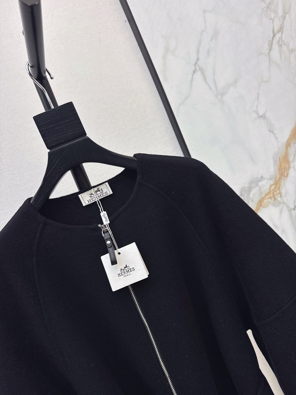 Hermès/26 Early Autumn New Double-Faced Round Neck Long Coat