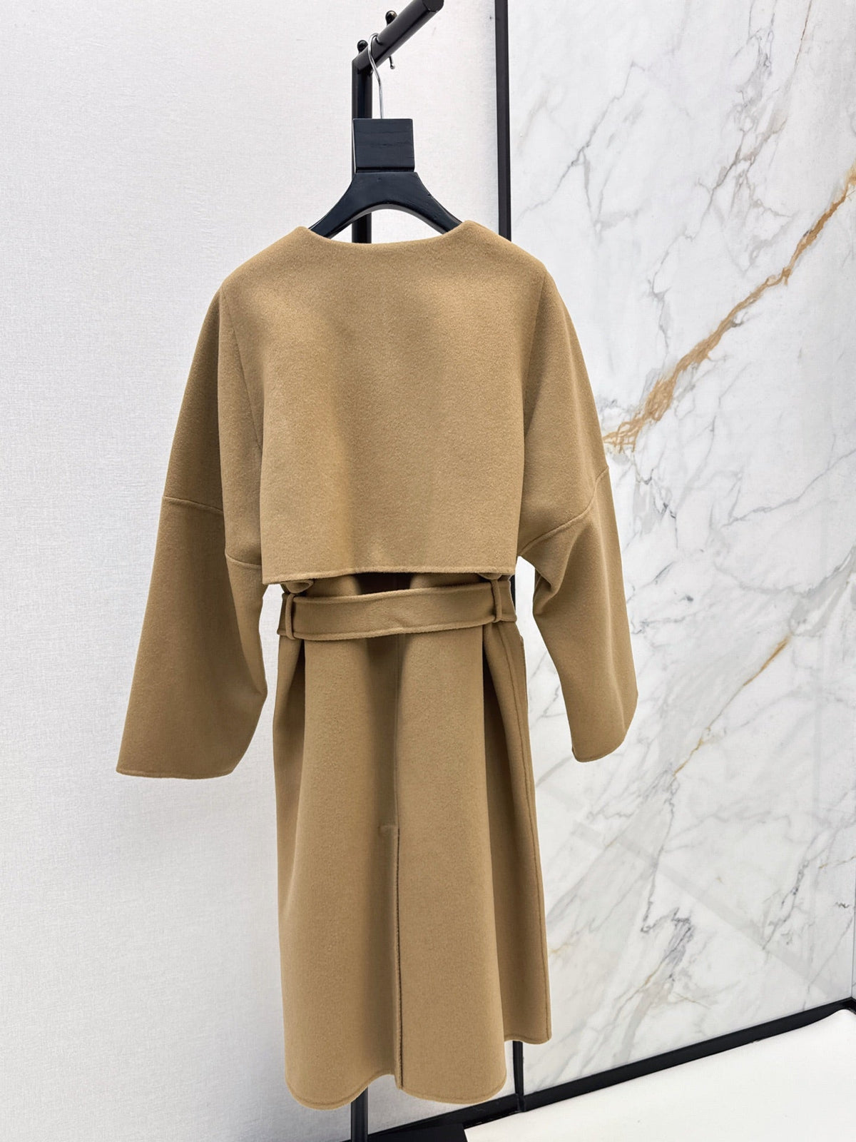 Hermès/26 Early Autumn New Double-Faced Round Neck Long Coat