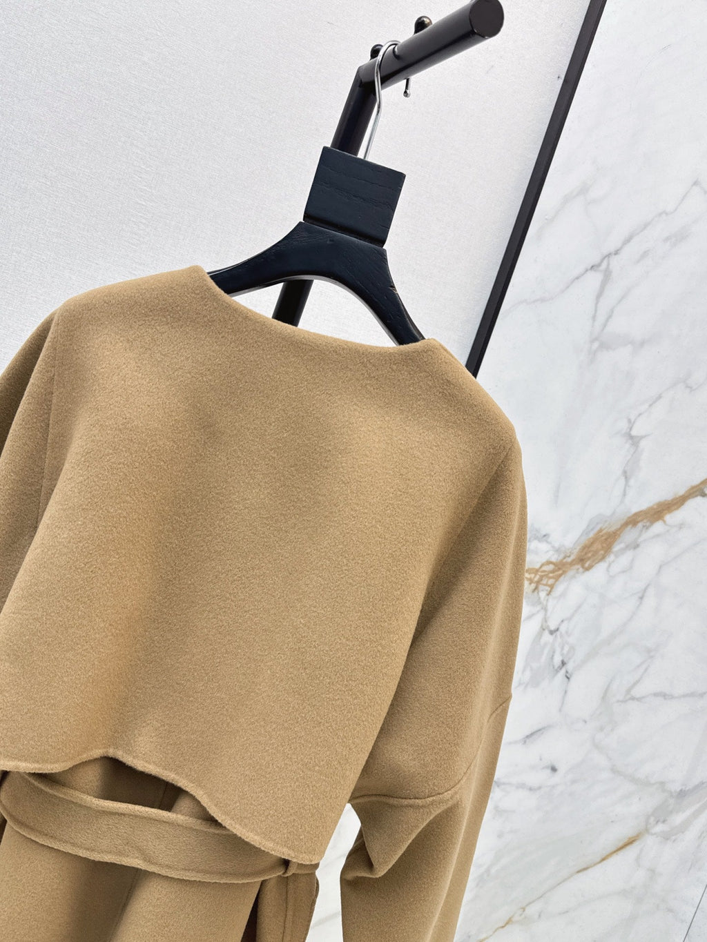 Hermès/26 Early Autumn New Double-Faced Round Neck Long Coat