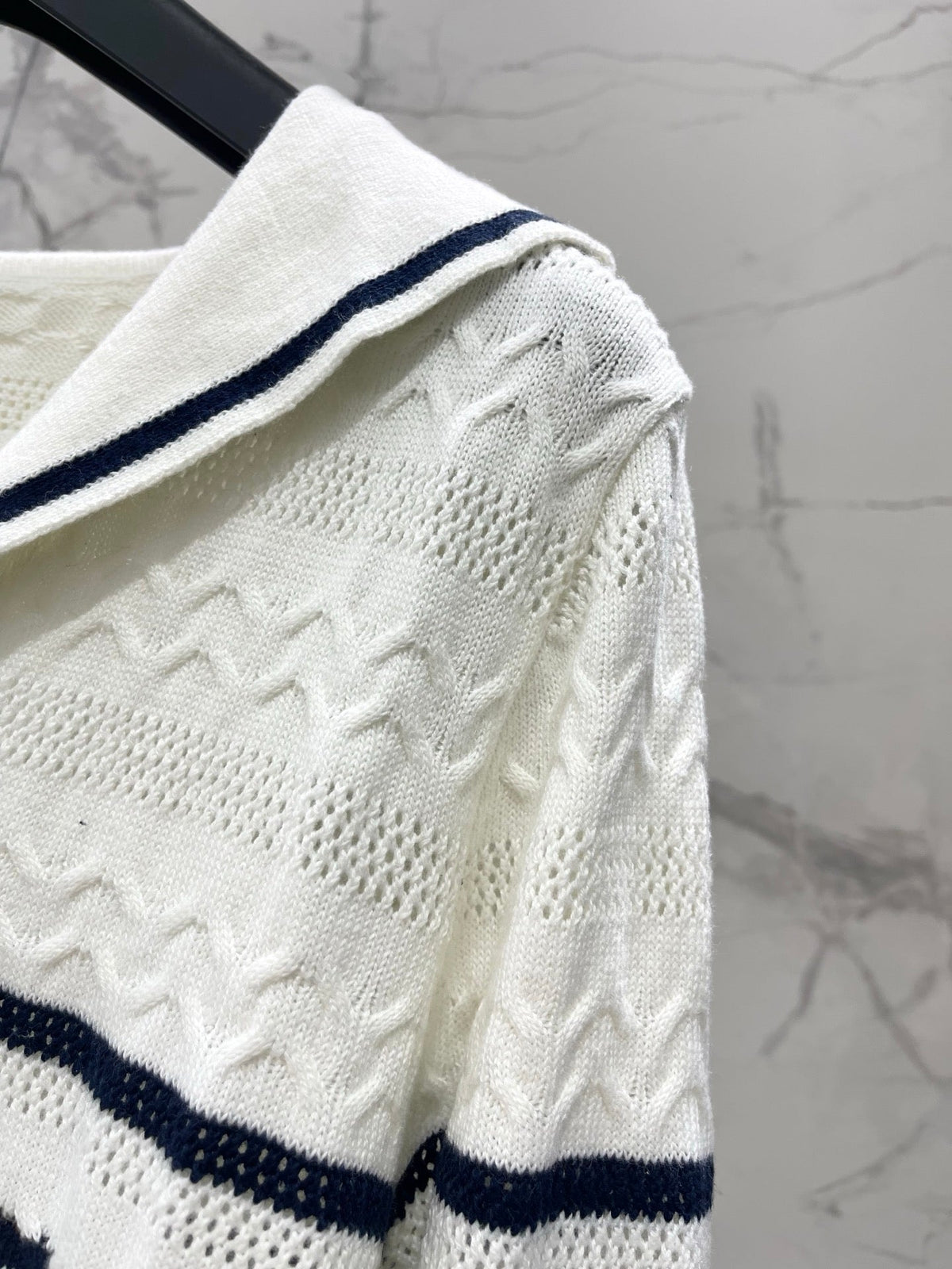 Striped Knit Top with a Sailor Collar