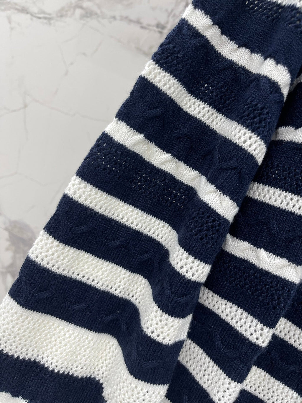 Striped Knit Top with a Sailor Collar