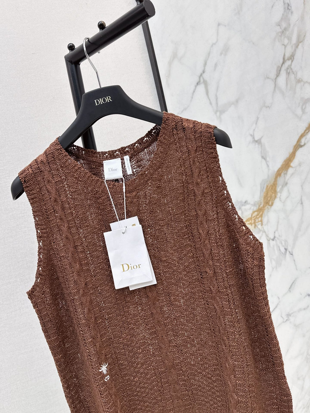 Sleeveless Crew-Neck Knit Top