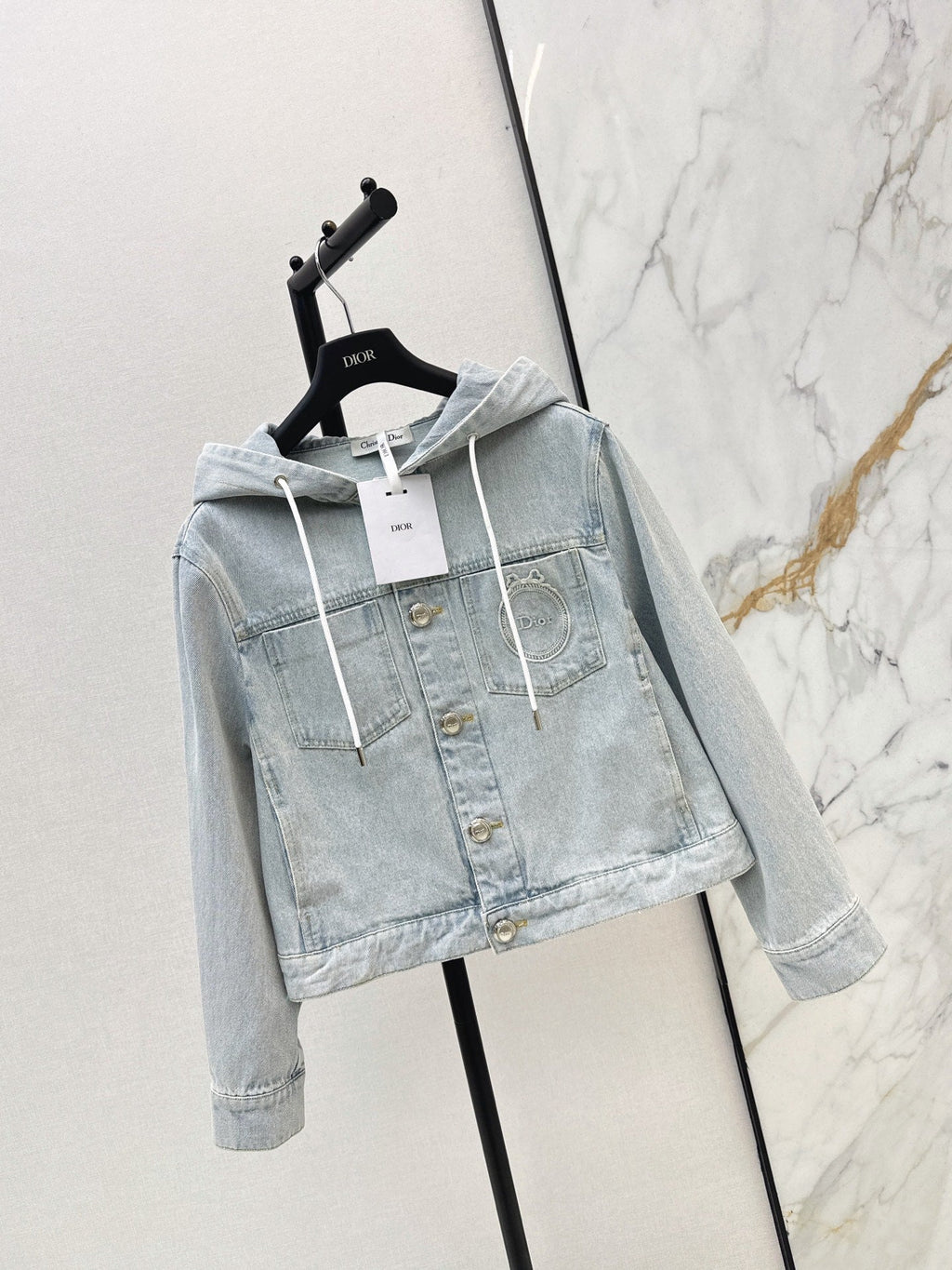 Vintage-Wash Hooded Denim Jacket
