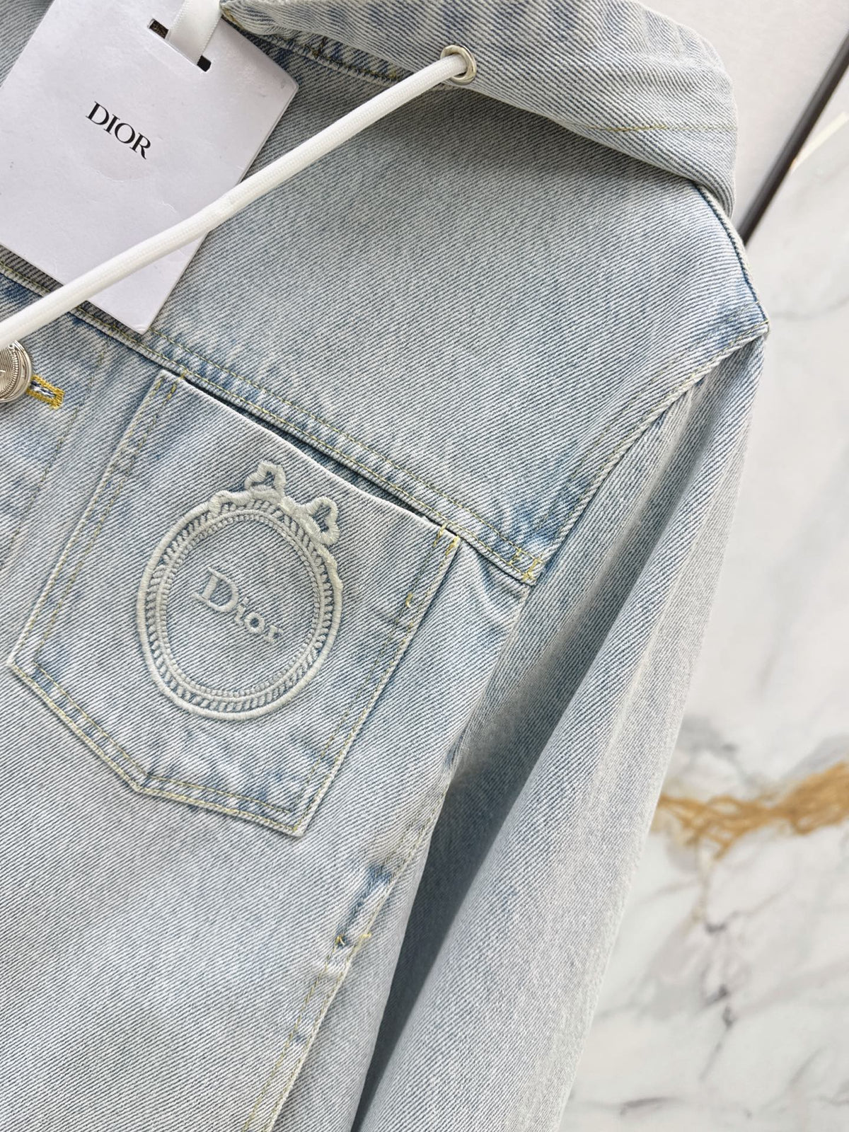 Vintage-Wash Hooded Denim Jacket