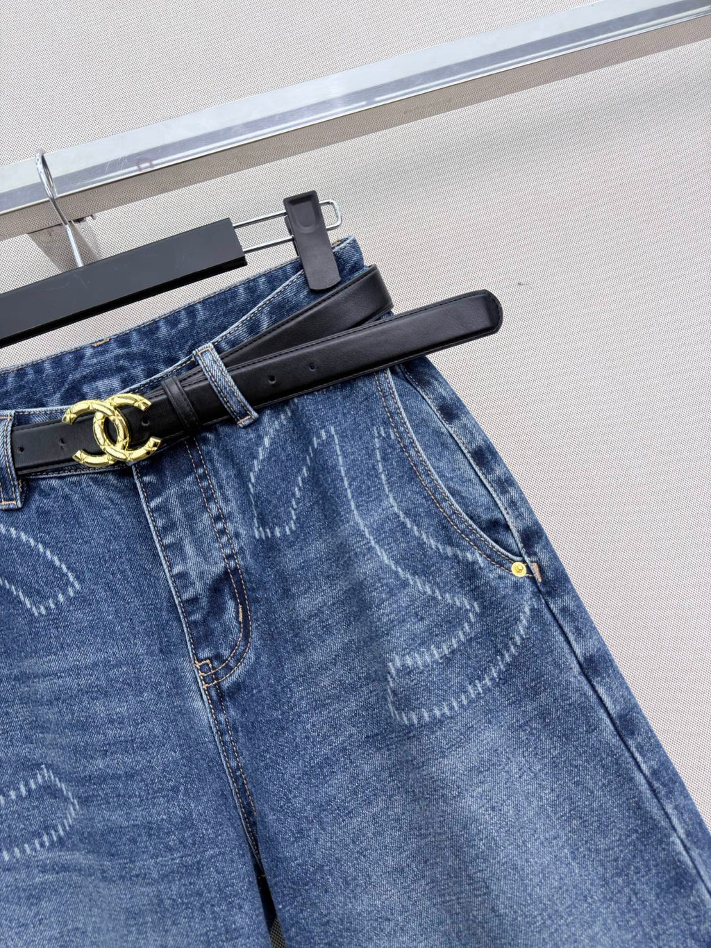 Logo Wide-Leg Denim Pants