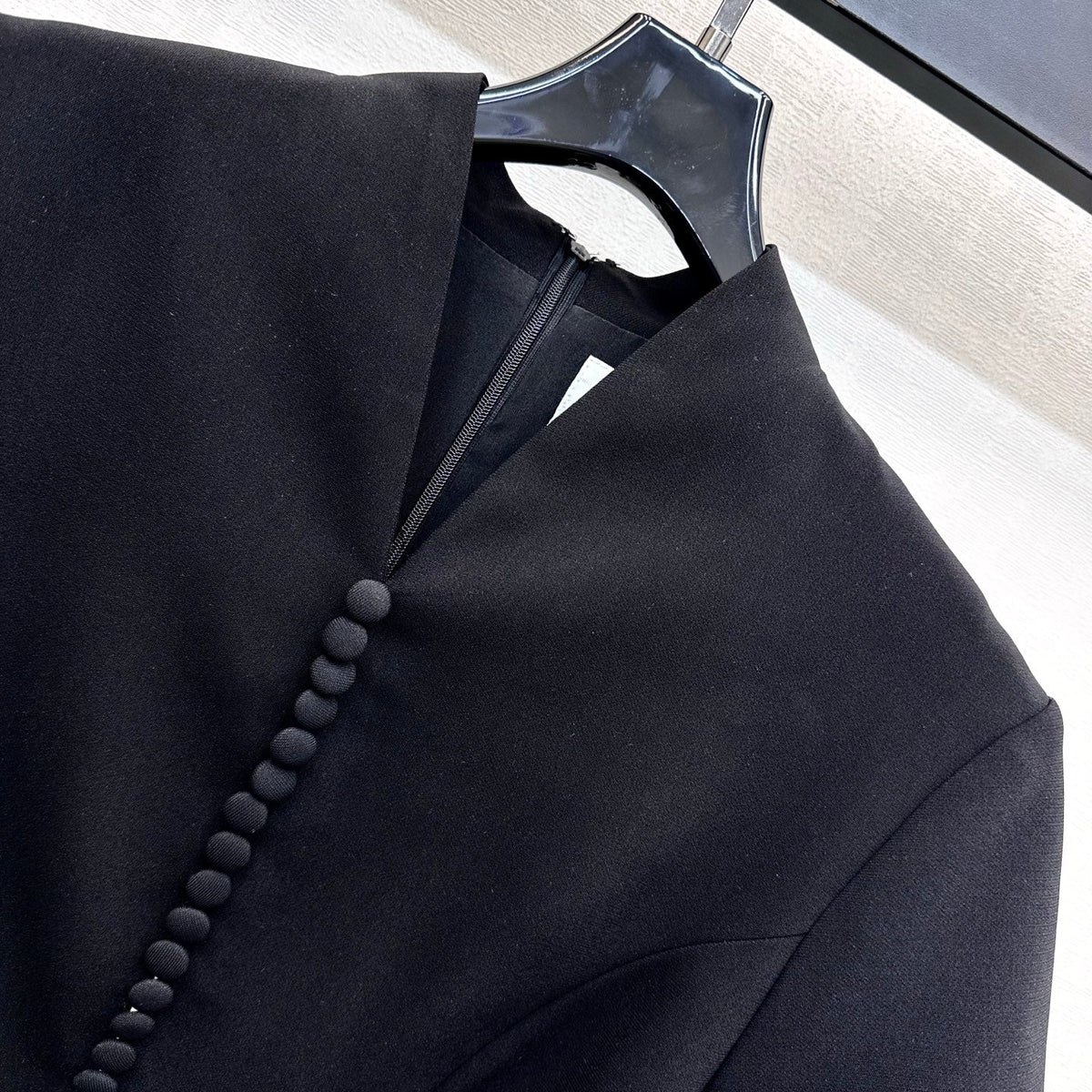 Fabric-Covered Button  Metal Belt Dress