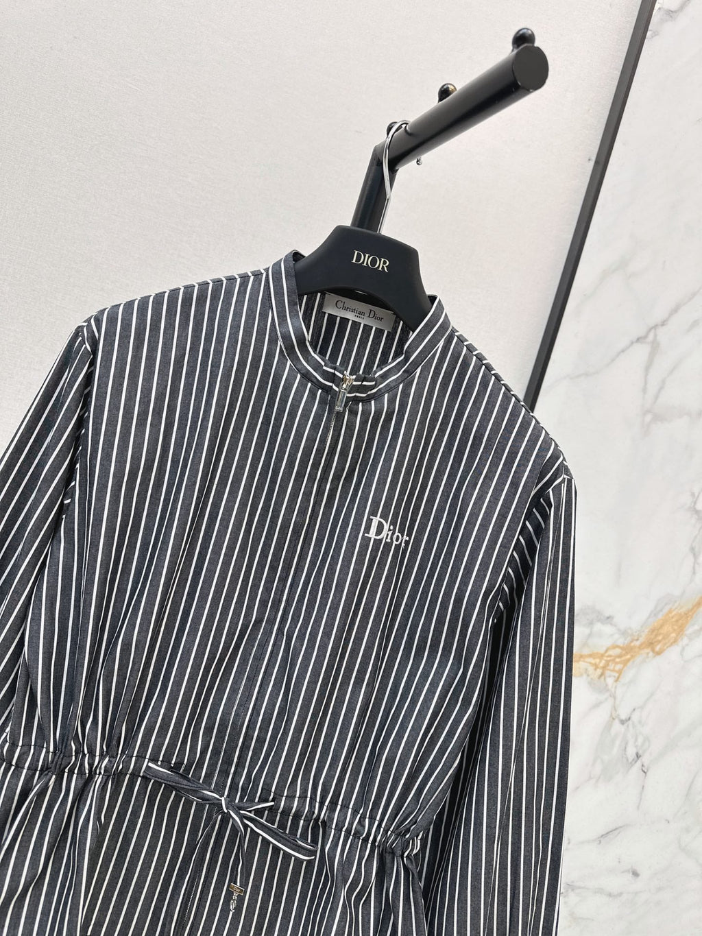Striped Long-Sleeve Shirt with Drawstring Waist