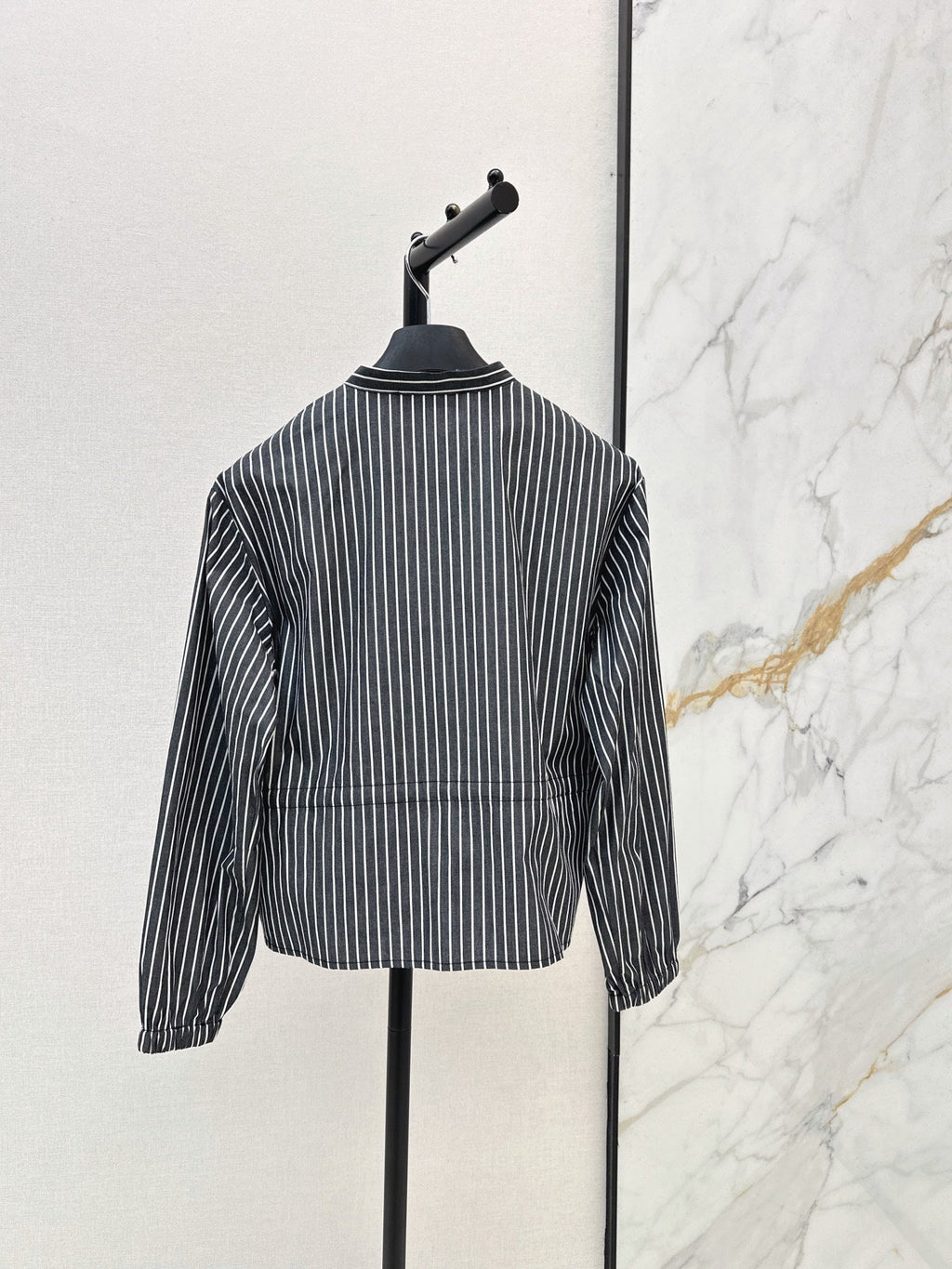 Striped Long-Sleeve Shirt with Drawstring Waist