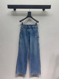 Washed Utility-Style Denim Trousers
