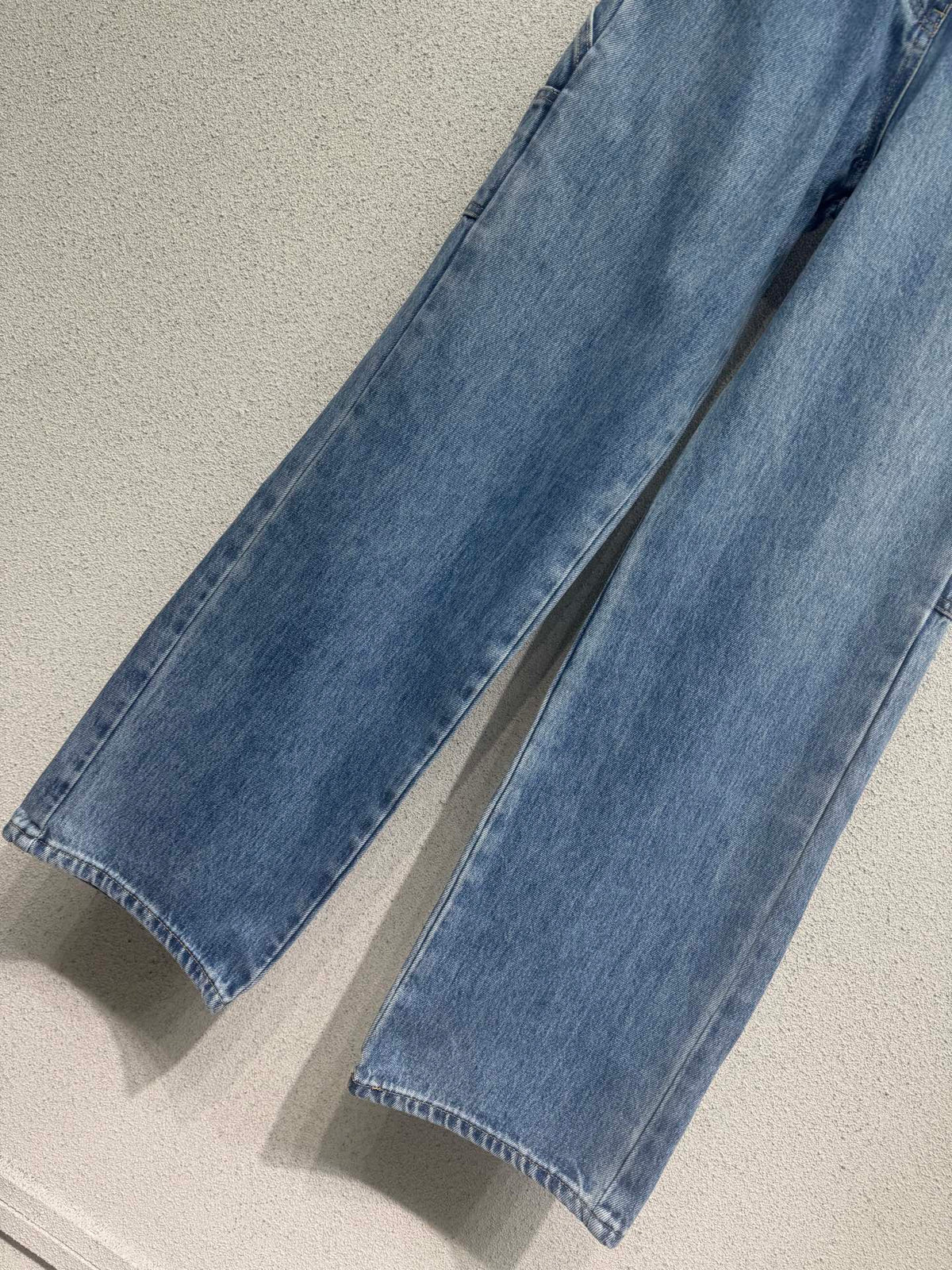 Washed Utility-Style Denim Trousers
