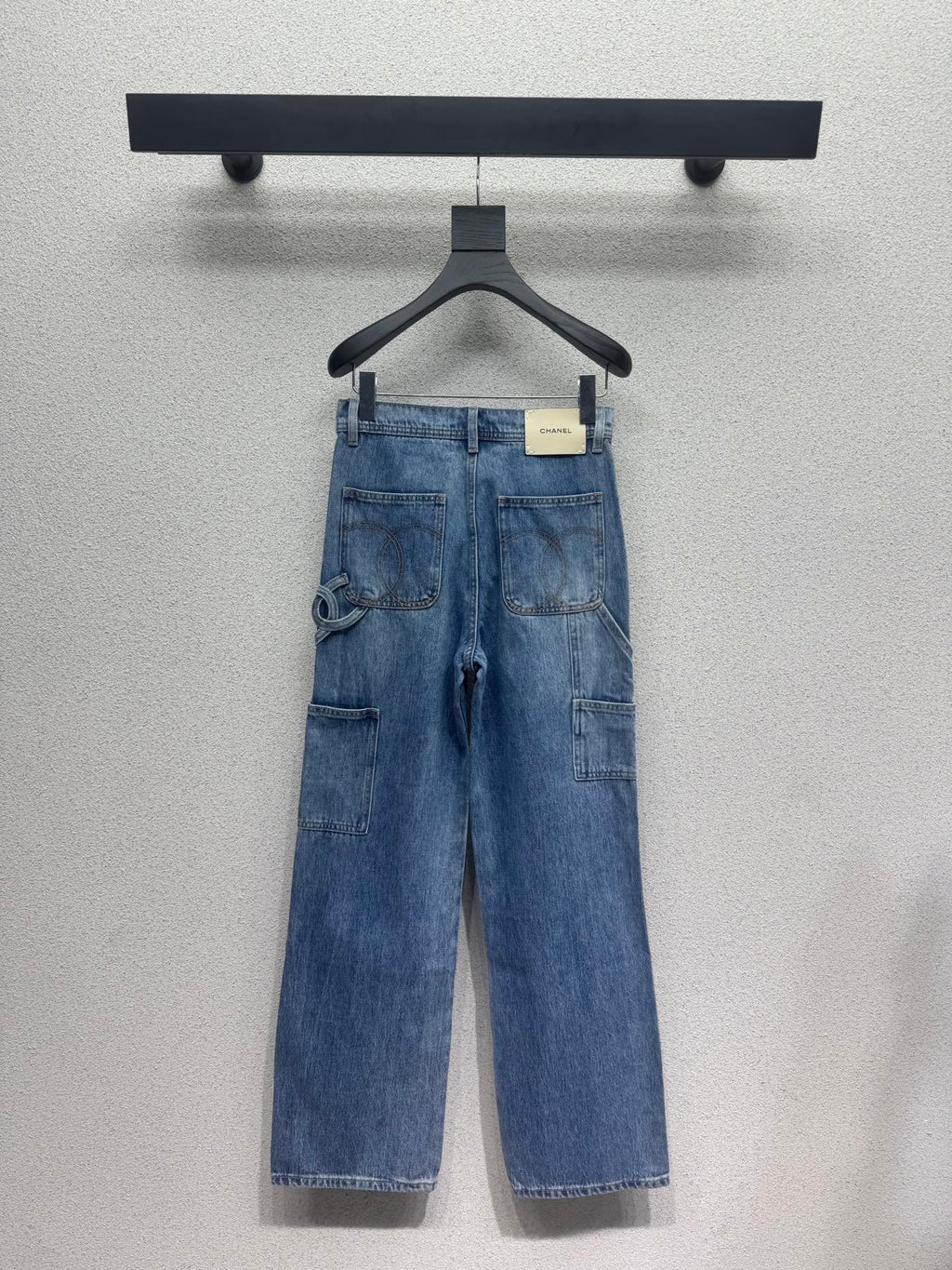 Washed Utility-Style Denim Trousers