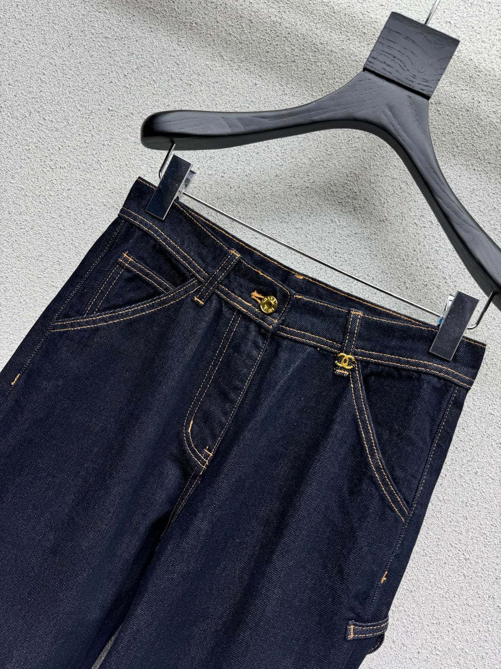 Washed Utility-Style Denim Trousers