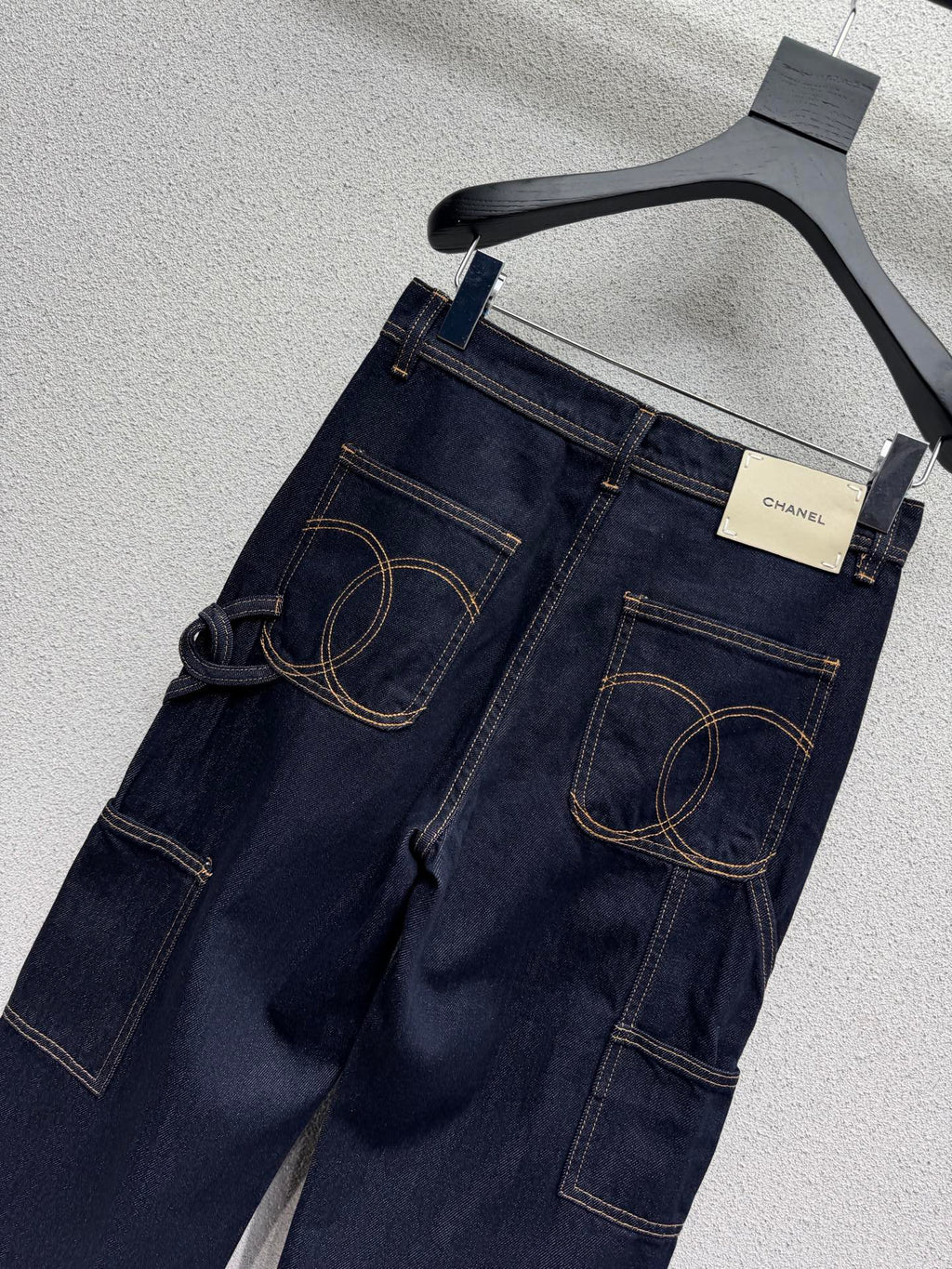 Washed Utility-Style Denim Trousers